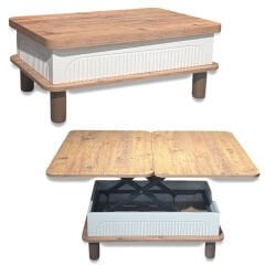 Bohem Kademeli Sihirli Akıllı Sehpa Orta Sehpa Atlantik Çam - Beyaz