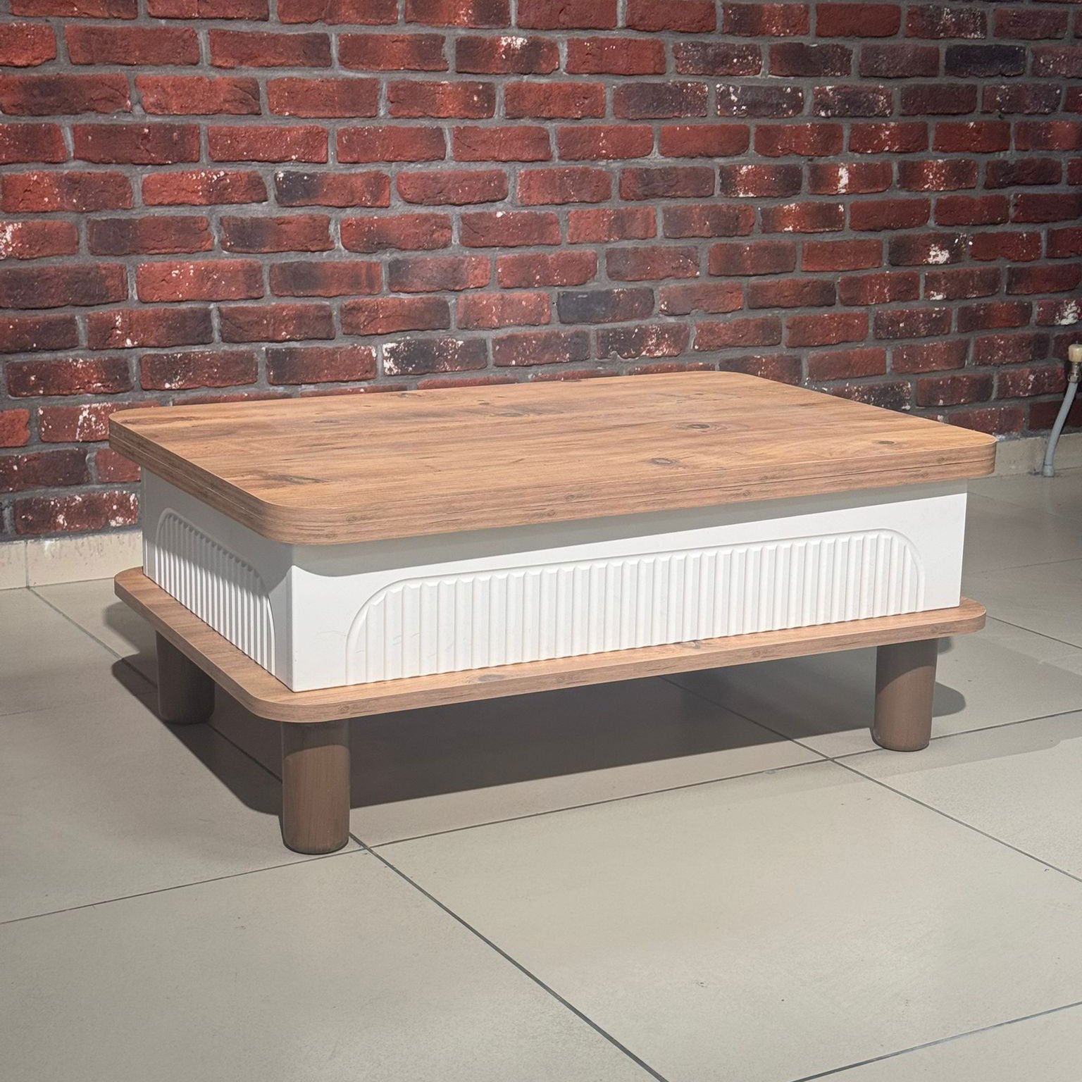 Bohem Kademeli Sihirli Akıllı Sehpa Orta Sehpa Atlantik Çam - Beyaz