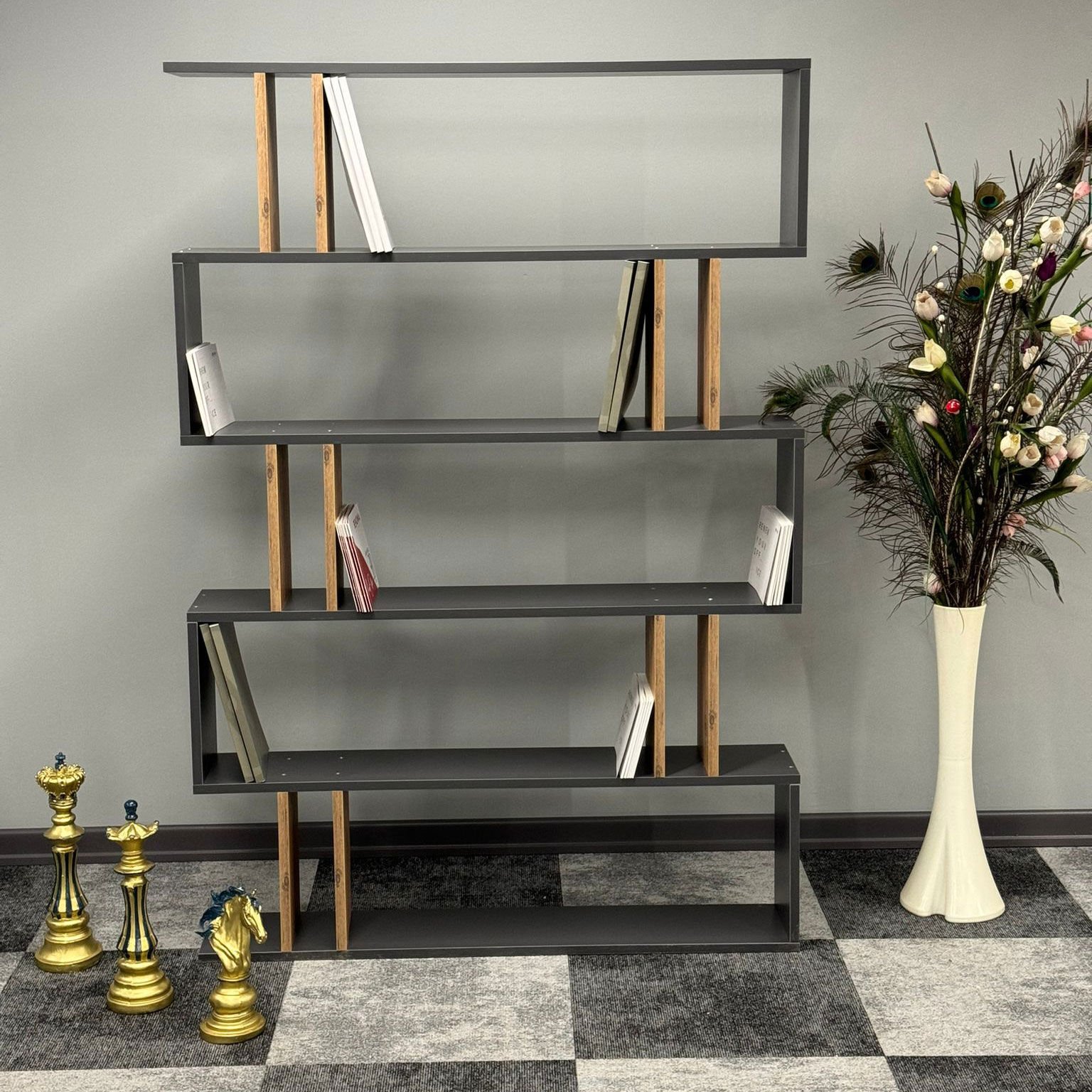 Manchester Dekoratif Kitaplık Atlantik Çam -Antrasit