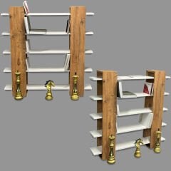 Roma Dekoratif Kitaplık - Çok Amaçlı Raf Atlantik Çam - Beyaz