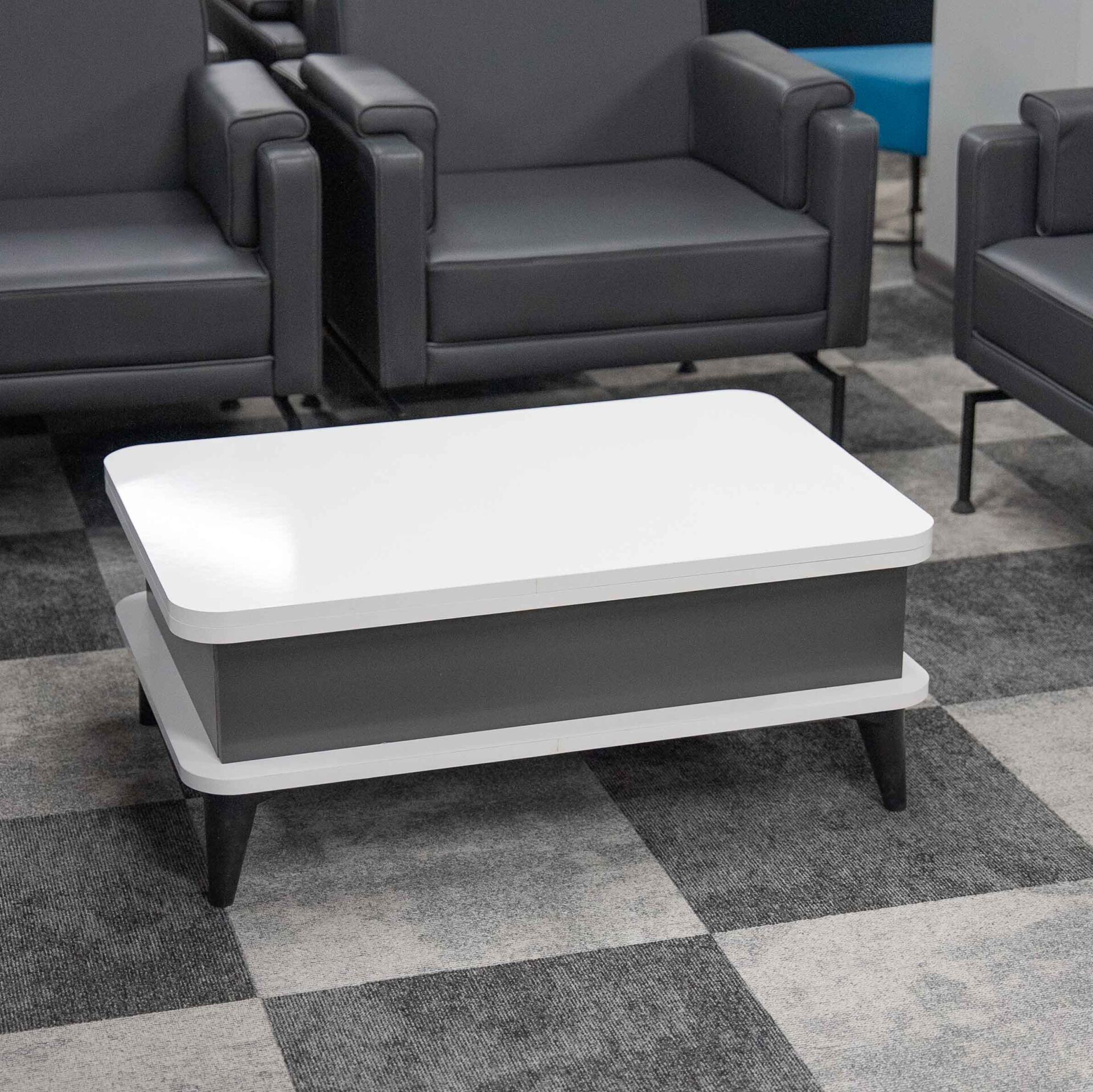 Smart Kademeli Sihirli Akıllı Sehpa Orta Sehpa Beyaz - Antrasit Sabit Ayaklı