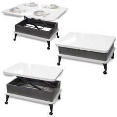 Smart Kademeli Tekerlekli Sihirli Akıllı Sehpa Orta Sehpa Beyaz - Antrasit