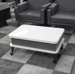 Smart Kademeli Tekerlekli Sihirli Akıllı Sehpa Orta Sehpa Beyaz - Antrasit