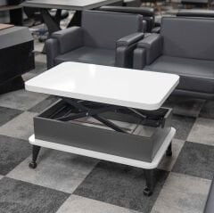 Smart Kademeli Tekerlekli Sihirli Akıllı Sehpa Orta Sehpa Beyaz - Antrasit