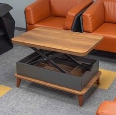 Smart Kademeli Sihirli Akıllı Sehpa Orta Sehpa Barok - Antrasit Sabit Ayaklı