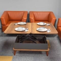 Smart Kademeli Sihirli Akıllı Sehpa Orta Sehpa Barok - Antrasit Sabit Ayaklı