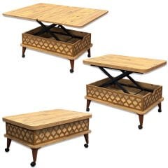 Smart Kademeli Tekerlekli Sihirli Akıllı Sehpa Orta Sehpa Atlantik Çam