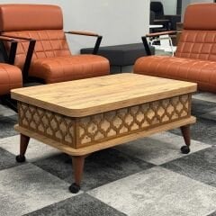 Smart Kademeli Tekerlekli Sihirli Akıllı Sehpa Orta Sehpa Atlantik Çam