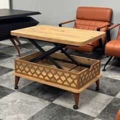 Smart Kademeli Tekerlekli Sihirli Akıllı Sehpa Orta Sehpa Atlantik Çam