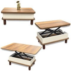 Bohem Kademeli Sihirli Akıllı Sehpa Orta Sehpa Barok - Beyaz