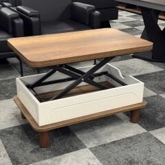 Bohem Kademeli Sihirli Akıllı Sehpa Orta Sehpa Barok - Beyaz