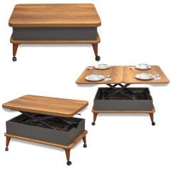 Smart Kademeli Tekerlekli Sihirli Akıllı Sehpa Orta Sehpa Barok - Antrasit