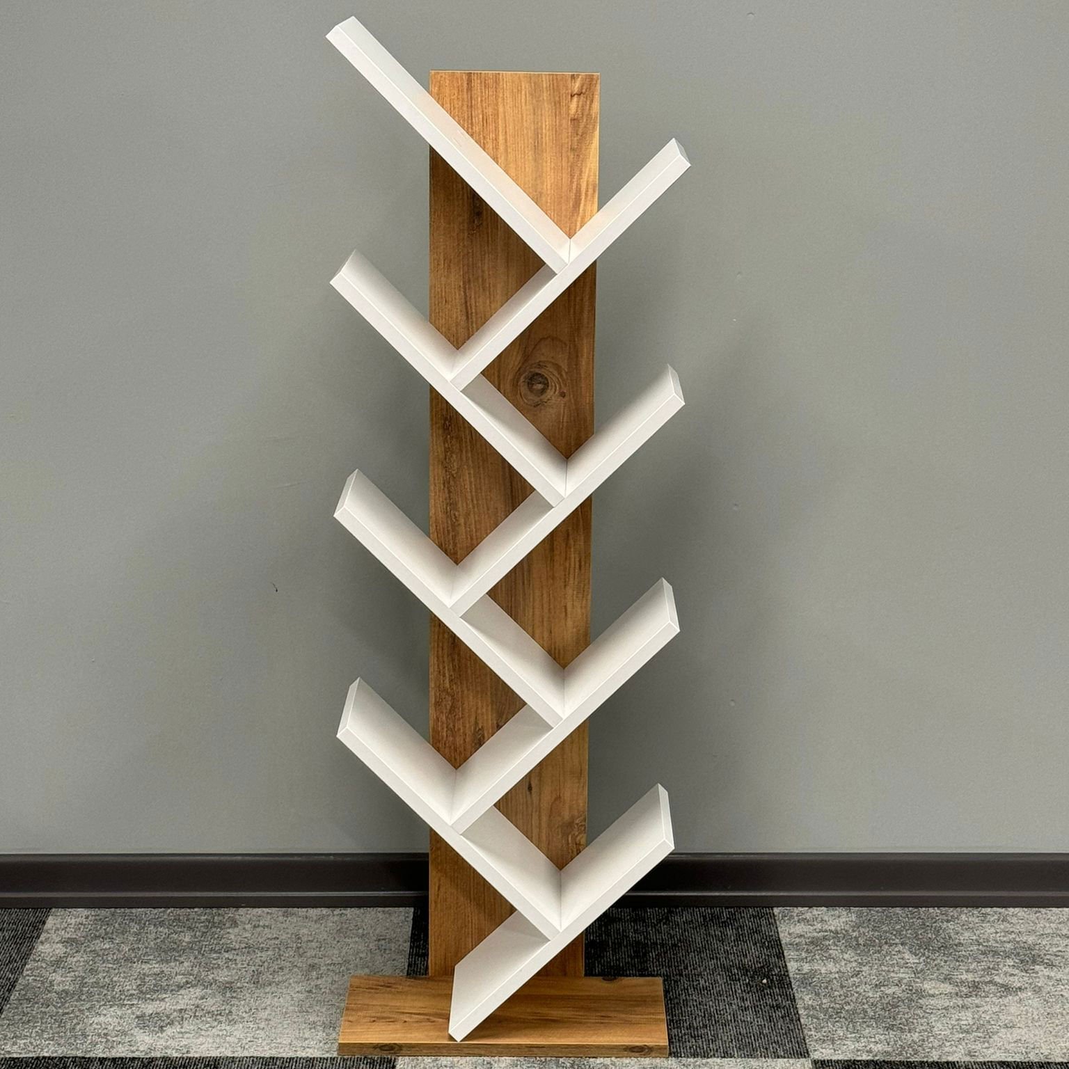 Paris Çapraz Dekoratif Kitaplık Atlantik Çam -Beyaz